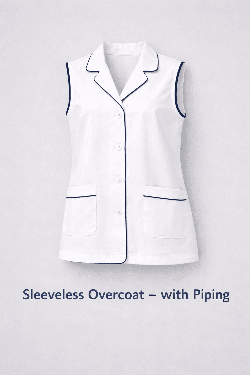 Sleeveless Overcoat — with Piping perspective 1